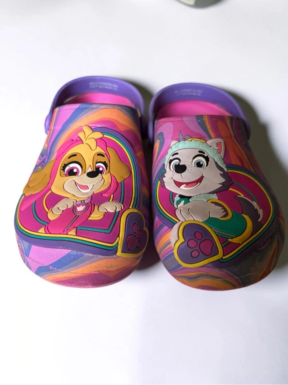 Paw Patrol Skye Everest Girls Clogs Size 11/12 Pink Purple Rainbow Tie Dye Shoe
